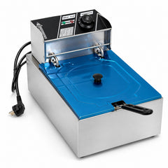Friteuză Electrică Profesională din Inox, 45×29×26cm, 3.5kg, Termostat Reglabil, Coș din Oțel Inoxidabil cu Capac Inclus, 2500W&nbsp;