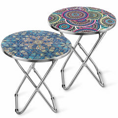 Masa Pliabila Rotundă 60×70cm, Cadru Metalic 2/set, Blat Decorativ, Diferite Modele&nbsp;