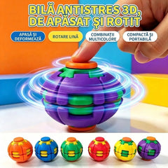 Minge Spinner Antistres 3D, 5.5cm, Fingertip Gyro cu Rotire Automată și Buton de Apăsare, Diferite Culori
