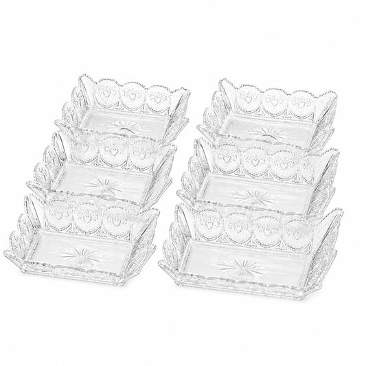 Platou din Sticlă 6/set, Model Cristal 12x8.5x3cm, Dreptunghiular
