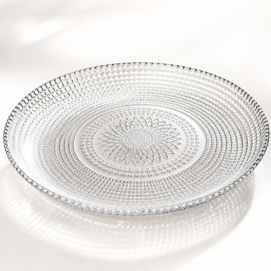 Platou din Sticlă 6/set, Transparent 27cm, Model Floral
