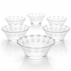 Bol din Sticlă 6/set, Transparent 12.5x5cm, Model Floral