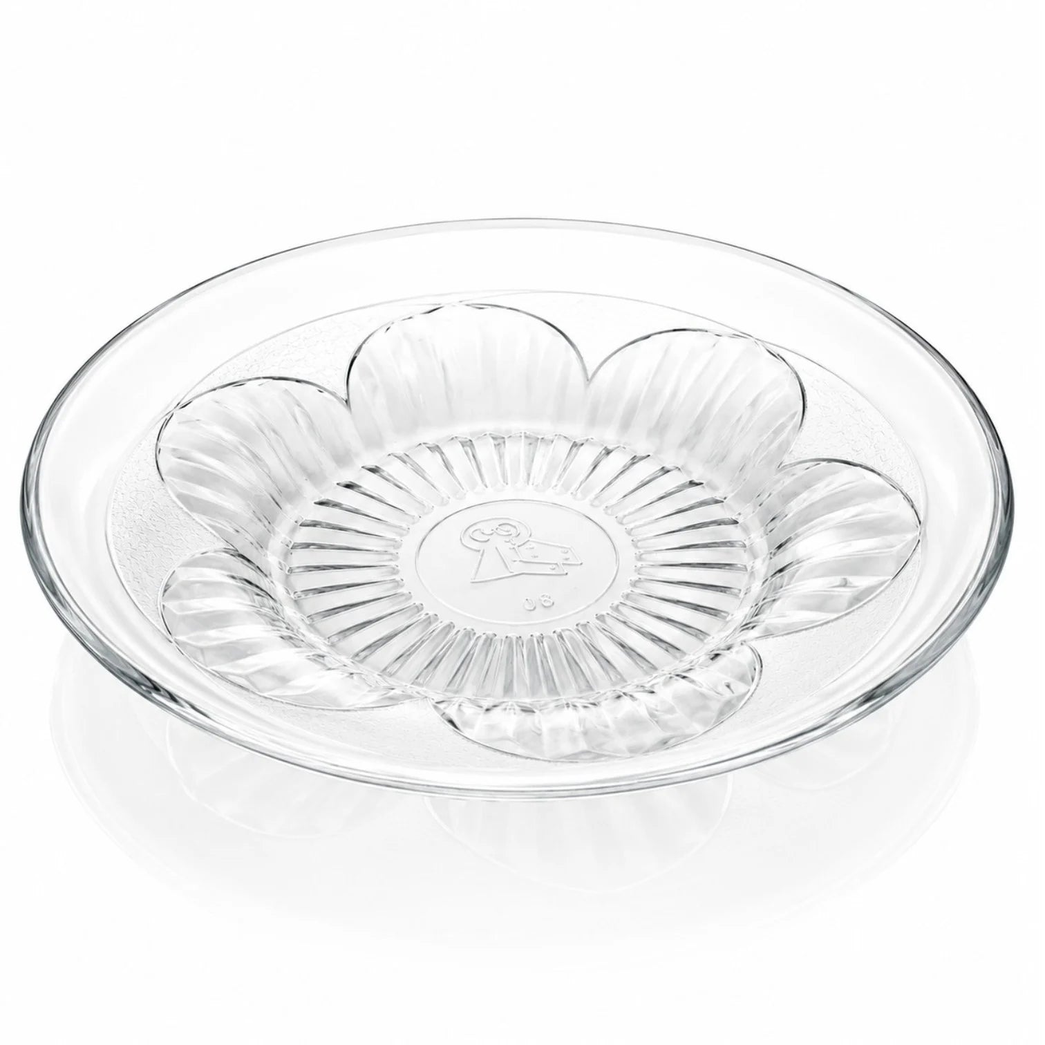 Farfurie Adâncă din Sticlă 6/set, Transparentă 23cm, Model Floral