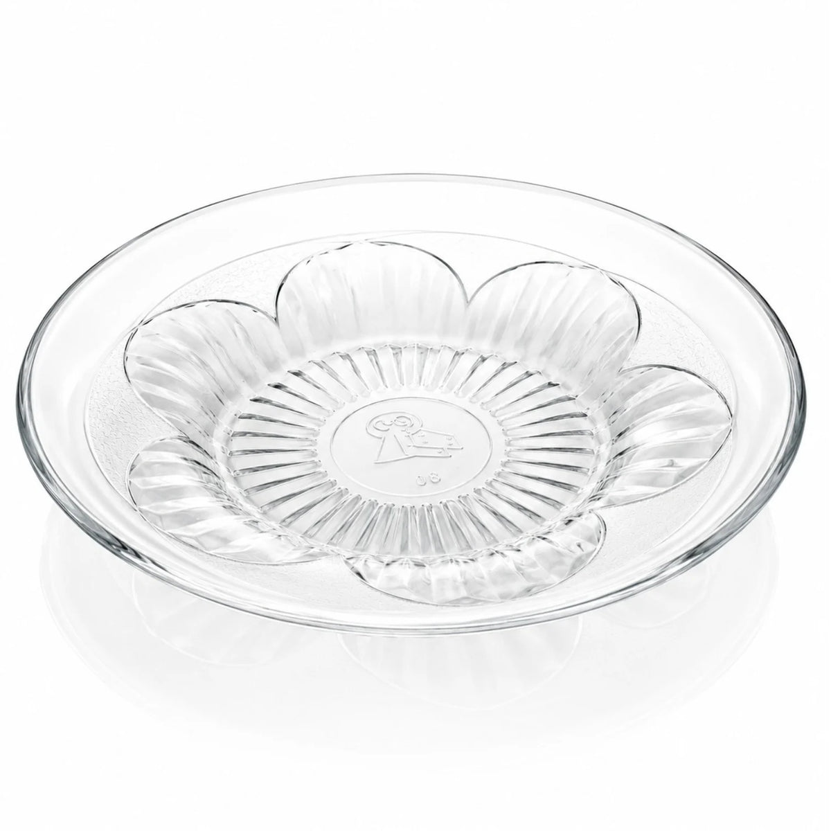 Farfurie Adâncă din Sticlă 6/set, Transparentă 23cm, Model Floral