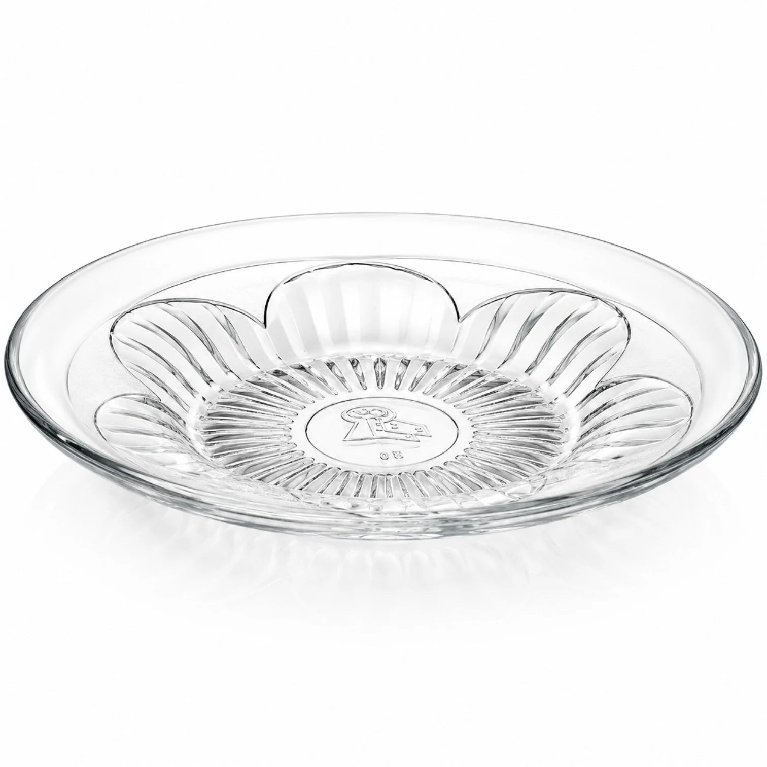 Farfurie Adâncă din Sticlă 6/set, Transparentă 23cm, Model Floral