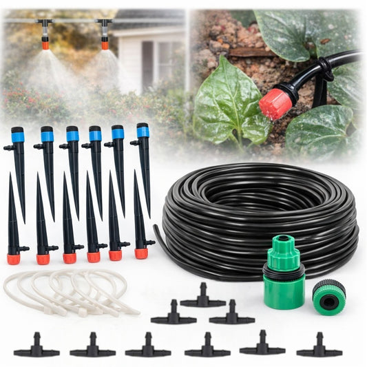 Kit Irigare Picurare Grădină 10cm, cu Furtun, Duze Reglabile si Conectori, Set Profesional Udare Plante