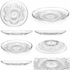 Farfurie Adâncă din Sticlă 6/set, Transparentă 23cm, Model Floral