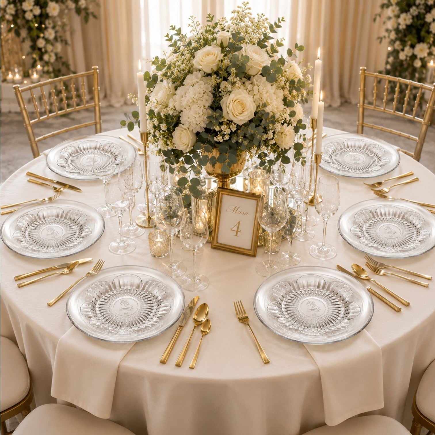 Farfurie Adâncă din Sticlă 6/set, Transparentă 23cm, Model Floral