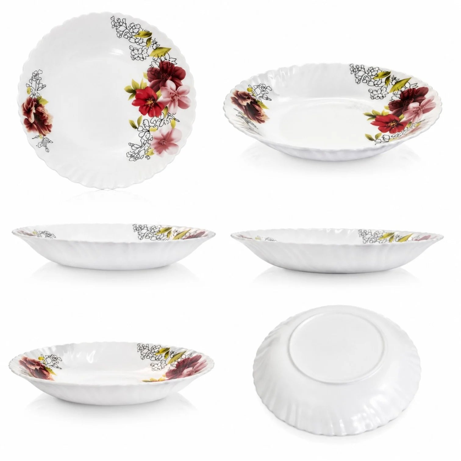 Farfurie Adânca 6/set, din Opal 21cm, Model Floral