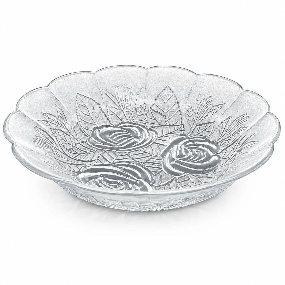 Farfurie Adâncă 6/set, din Sticlă, 23x3.5cm, Model Floral Transparent