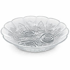 Farfurie Adâncă 6/set, din Sticlă, 23x3.5cm, Model Floral Transparent