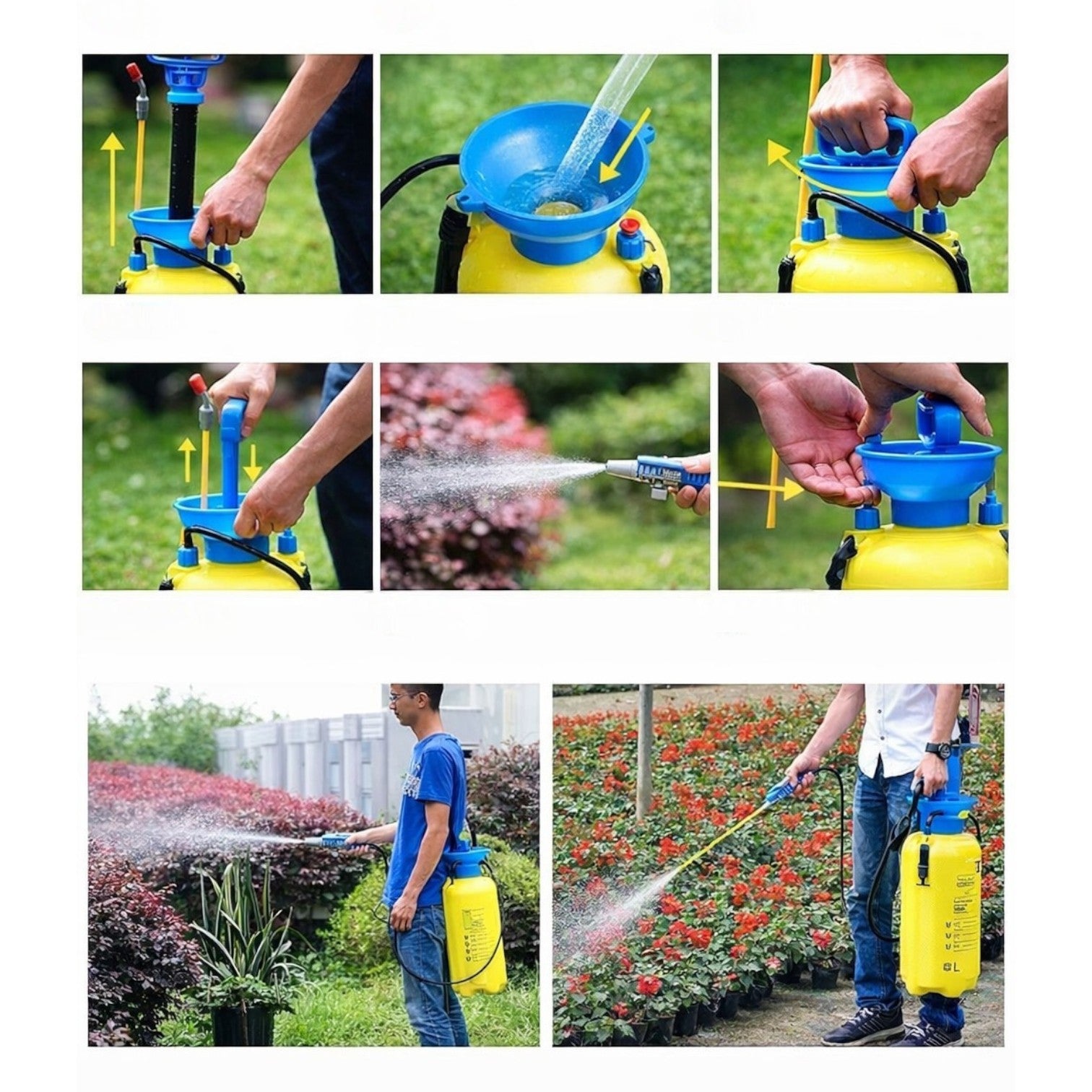 Pompa de Stropit 5L din Plastic, cu Curea pentru Umar si Duza Reglabila, Diferite Culori