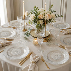 Farfurie din Sticlă 6/set, Model Cristal 21.5cm, Transparent