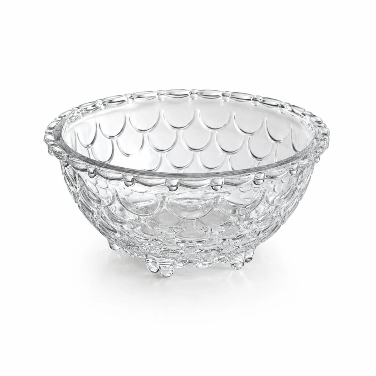 Bol din Sticla 6/set, Model Solzi cu Piciorușe, 11.5x5cm Transparent