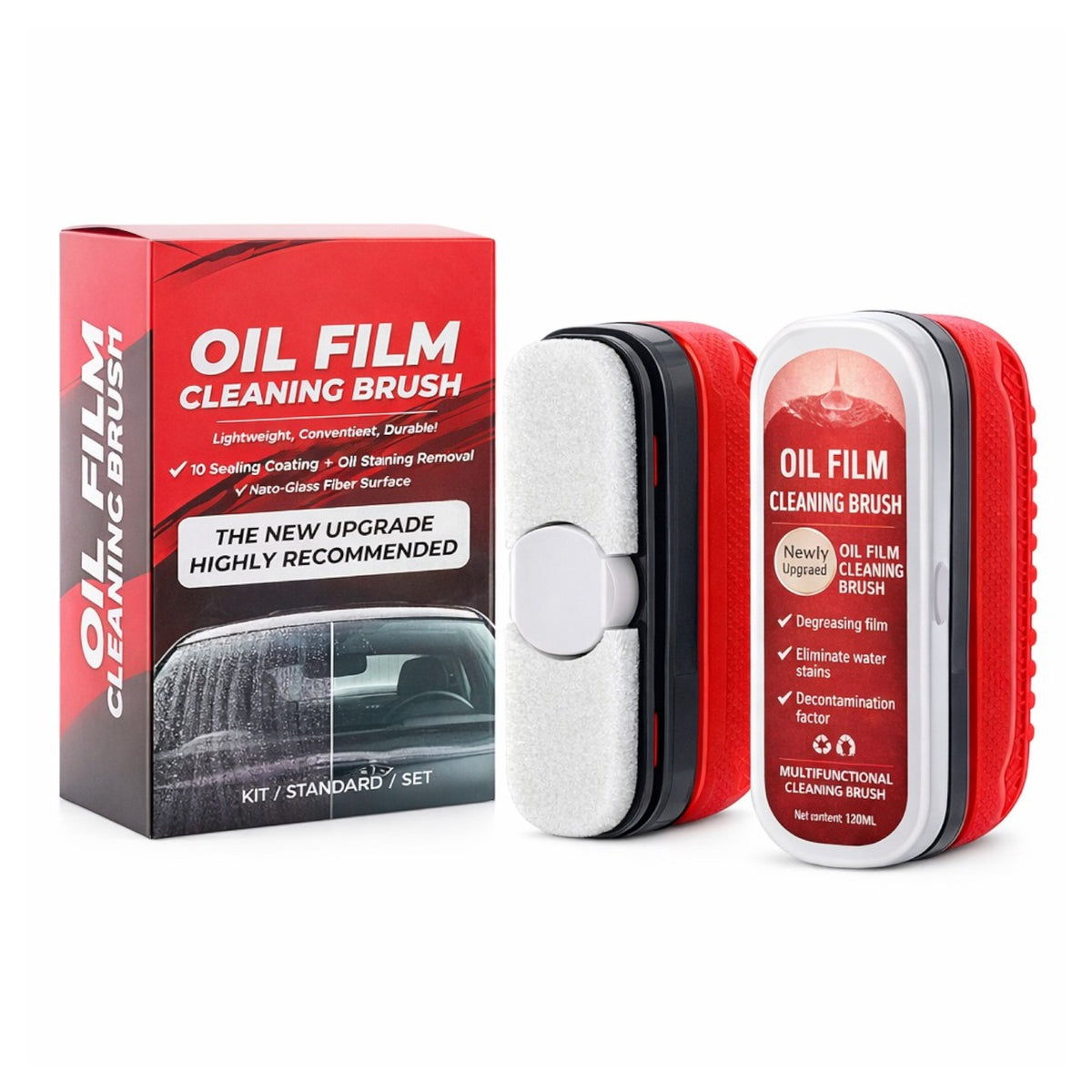 Perie Multifunctionala Curatare Parbriz Auto cu Solutie si Burete 120ml, pentru Indeparat Pelicula de Ulei si Pete de Apa