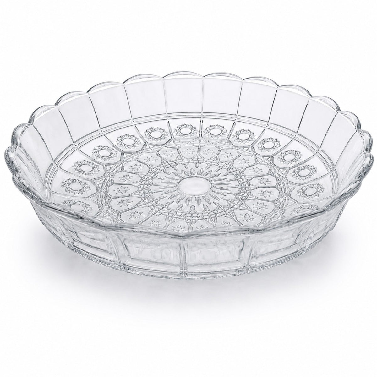 Platou din Sticlă 30x6cm, Model Cristal Floral, Transparent