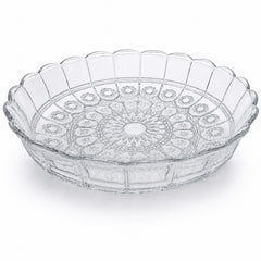 Platou din Sticlă 30x6cm, Model Cristal Floral, Transparent