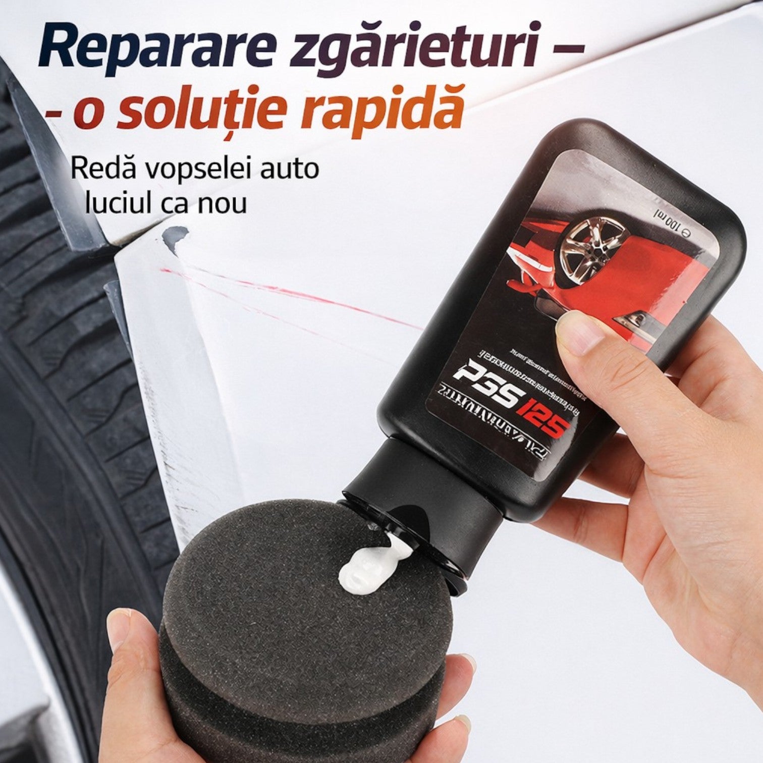Soluție Reparare Zgârieturi Auto 100ml Platinum 20 Secunde, Kit Restaurare Vopsea cu Burete Aplicator Inclus