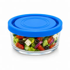 Caserola din Sticlă 12/set, cu Capac 12x5cm, 450ml, Transparentă