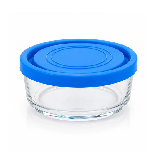 Caserola din Sticlă 12/set, cu Capac 12x5cm, 450ml, Transparentă