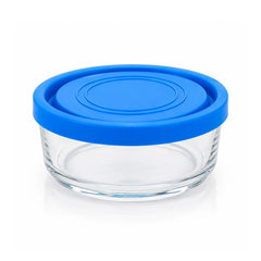 Caserola din Sticlă 12/set, cu Capac 12x5cm, 450ml, Transparentă