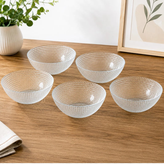 Bol din Sticlă 6/set, Model Cristal 16.5x6cm, Transparent