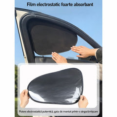 Parasolar Auto 50cm pentru Geam Lateral, 4 buc, Folie Electrostatică Opacă, Protecție UV