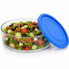 Caserola din Sticlă 12/set, cu Capac 15x7cm, 700ml, Transparentă