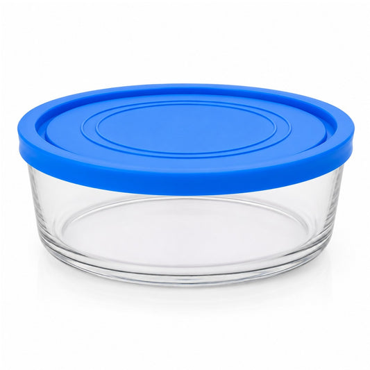 Caserola din Sticlă 12/set, cu Capac 15x7cm, 700ml, Transparentă