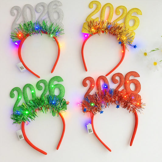 Bentiță 12/set An Nou 2026 cu Lumină LED Multicoloră 22cm, Diferite Culori Engros