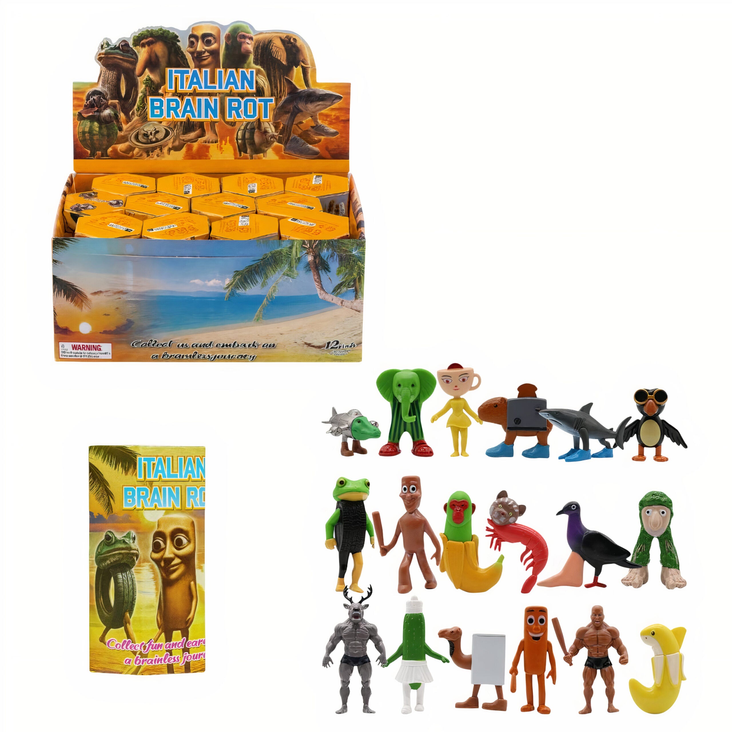 Figurine Surprise Box 12/set Italian Brain Rot, 7cm Tung Tung Sahur Diferite Modele Engros