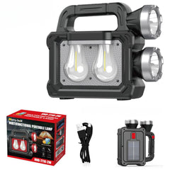 Lanterna Solară Portabilă LED 16.5x20cm cu 5 Moduri de Lumină, Două Proiectoare Laterale Lumină Caldă/Rece Engros