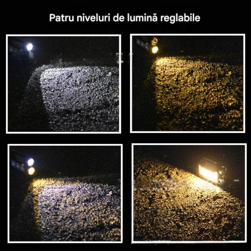Lanterna Solară Portabilă LED 16.5x20cm cu 5 Moduri de Lumină, Două Proiectoare Laterale Lumină Caldă/Rece Engros