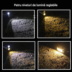 Lanterna Solară Portabilă LED 16.5x20cm cu 5 Moduri de Lumină, Două Proiectoare Laterale Lumină Caldă/Rece Engros