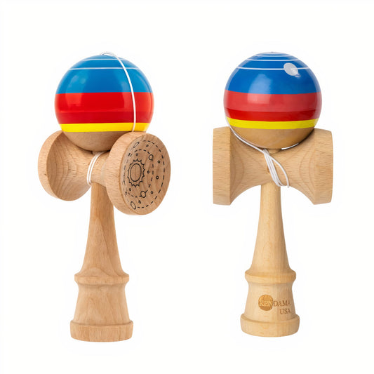 Kendama din Lemn 19cm, cu Minge Lucioasă Colorată Cupă cu Model Gravat Engros