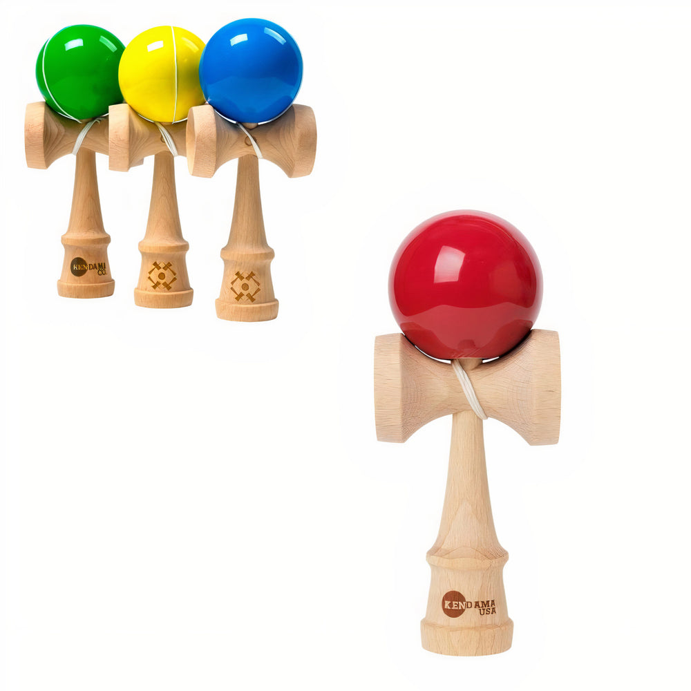 Kendama 18cm din Lemn Ștanțată și Gravatăm, cu Bila Lucioasa Diferite Culori Engros