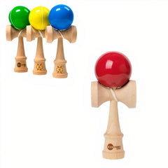 Kendama 18cm din Lemn Ștanțată și Gravatăm, cu Bila Lucioasa Diferite Culori Engros