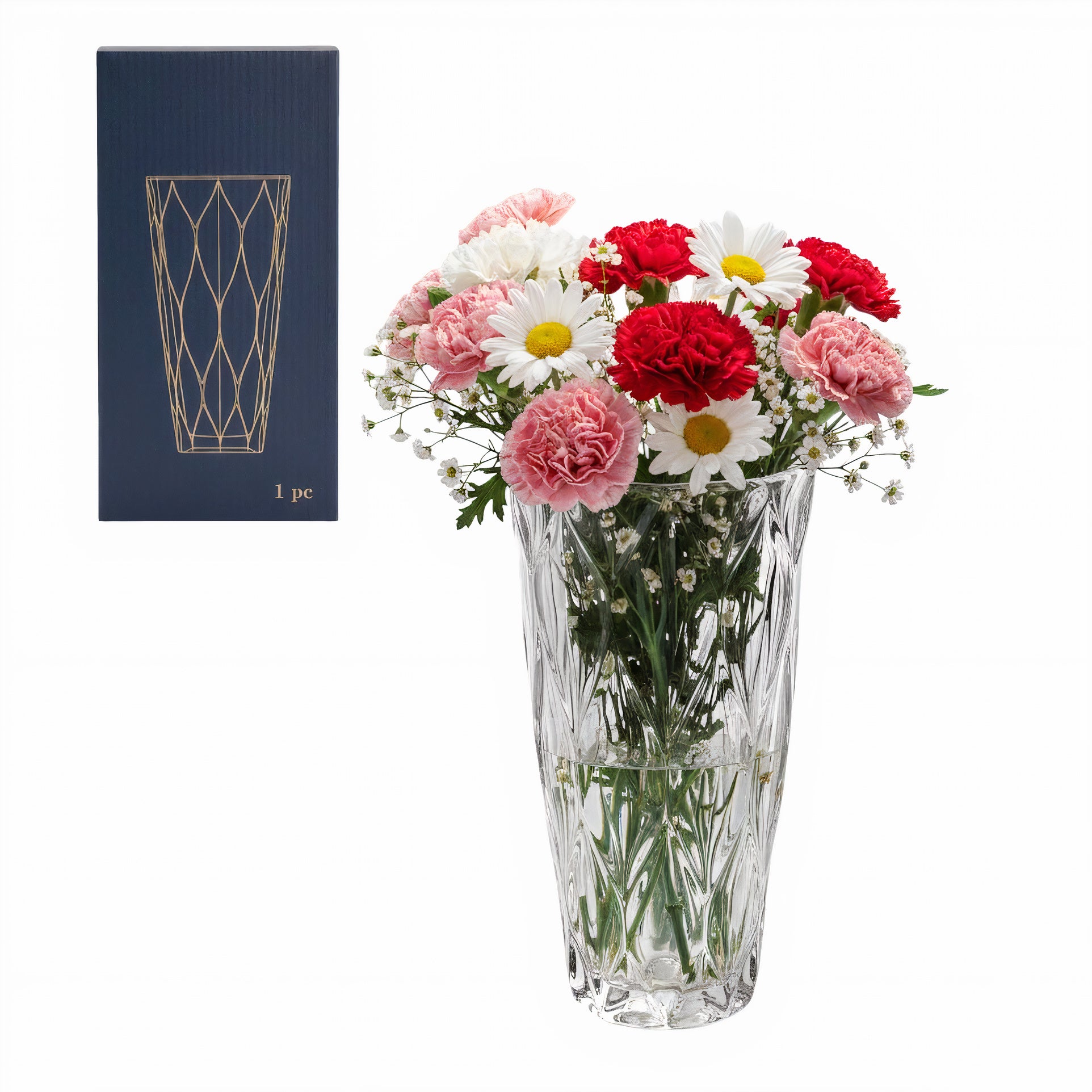 Vaza pentru Flori 24x13cm din Sticla Groasa, Transparenta, Diferite Modele Engros