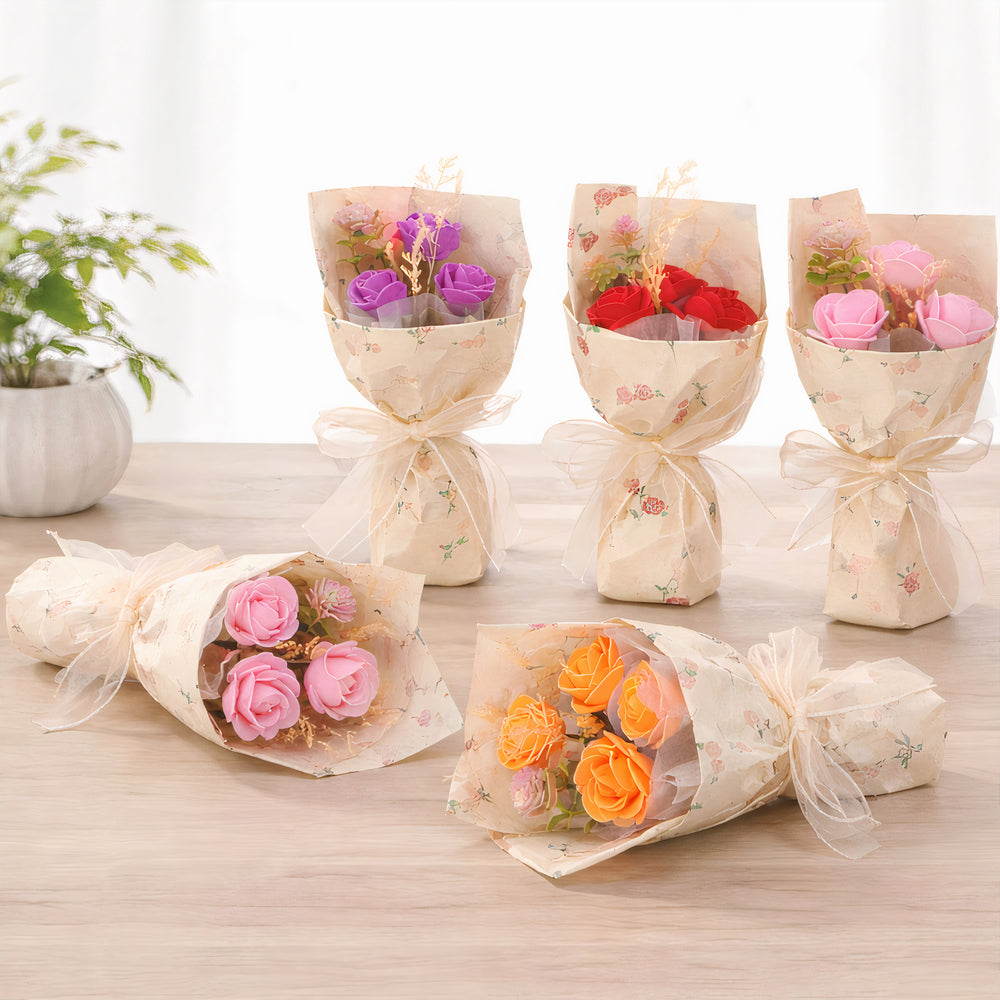 Decorațiune Artificială 5/set Buchet cu Flori din Spuma 16cm, în Cutie din Plastic Transparenta Diferite Culori Engros