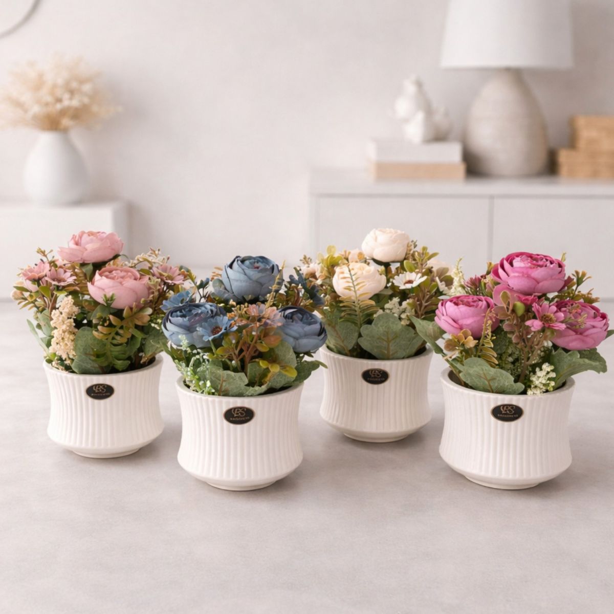 Flori Artificiale 23cm în Ghiveci din Ceramică, Diferite Culori Engros