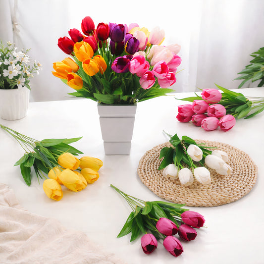 Lalele Artificiale 45cm, Fir cu 7 Flori Diferite Culori Engros