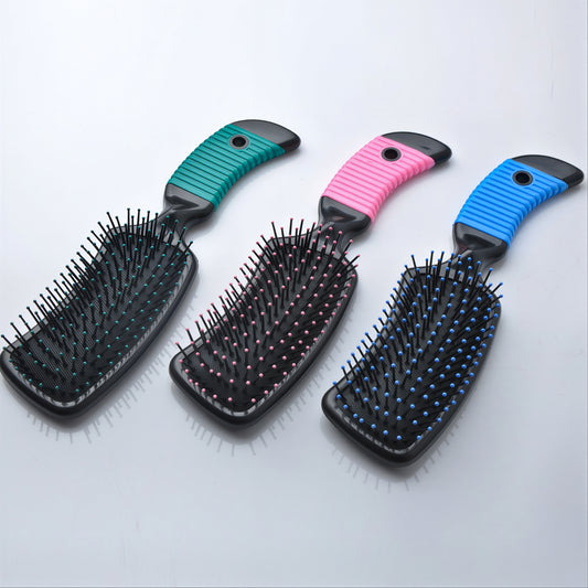 Perie de Păr 21x5cm din Plastic, cu Mâner Antiderapant Diferite Culori Engros