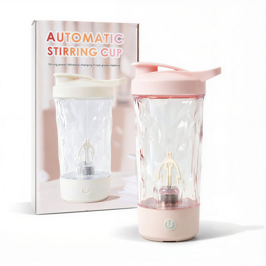 Pahar cu Amestecare Automată 20cm cu Mecanism Rotativ, Capac cu Orificiu pentru Băut Buton On/Off din Plastic Reîncărcabil Engros