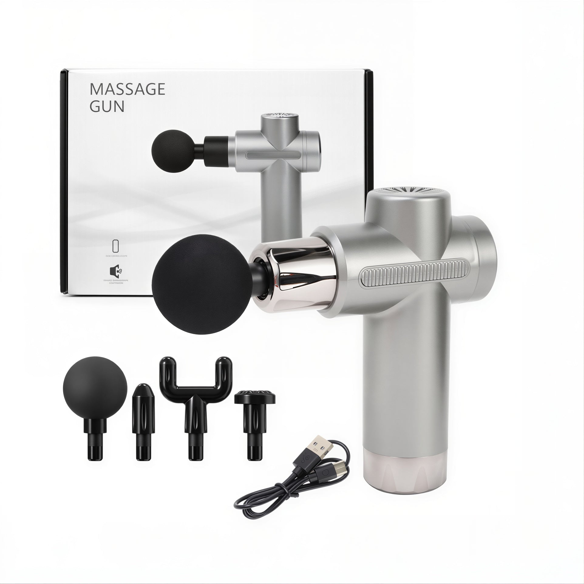 Pistol de Masaj Electric 15x12cm, cu Accesorii Interșanjabile și Încărcare USB Diferite Culori Engros
