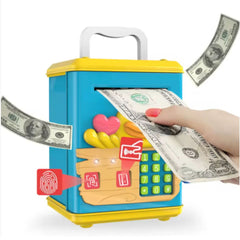 Pușculiță Electronică pentru Copii 21.5x13x12cm, cu Deblocare prin Amprentă Card și PIN Diferite Modele Engros