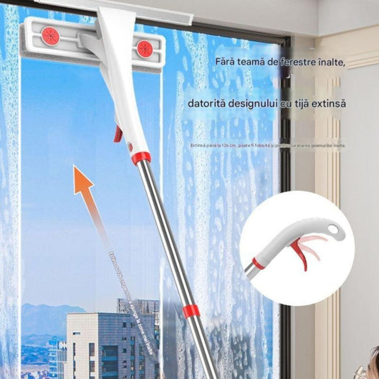 Ștergător pentru Geamuri 125×26cm cu Pulverizator, Racletă din Silicon și Lavetă din Microfibră Engros