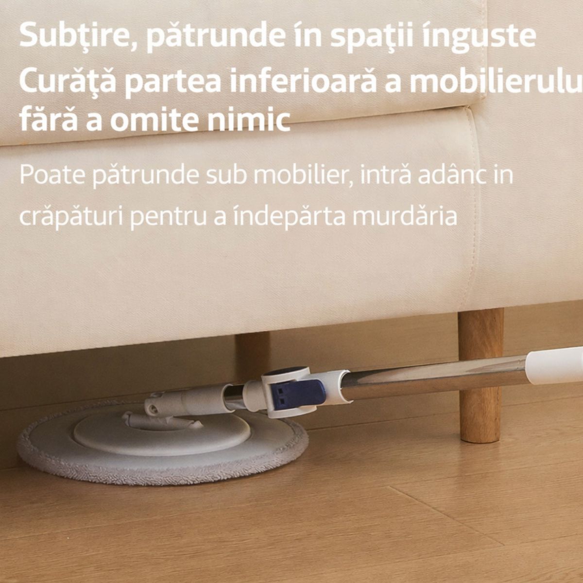 Mop Rotativ cu Mâner Telescopic 118–140cm si Găleată Pliabilă 32x19cm, Stoarcere prin Rotire din Plastic Engros