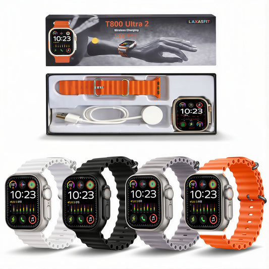 Smartwatch T800 Ultra 2 cu Încărcare Wireless, Curea Silicon Interșchimbabilă Reglabila Incarcator Diferite Culori Engros