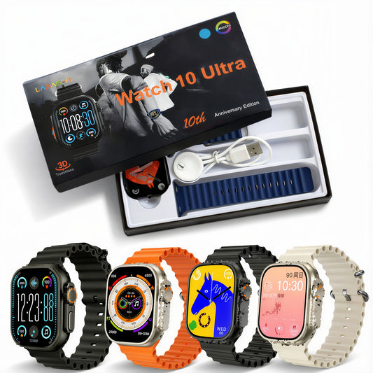Smartwatch Watch 10 Ultra cu Interfață 3D Display 4.5×3.5cm, Încărcare Wireless Curele din Silicon Interschimbabile Reglabile Diferite Culori Engros