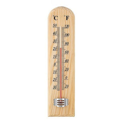 Termometru de Perete 21x3,5cm, din Lemn cu Afișaj °C și °F pentru Interior sau Exterior